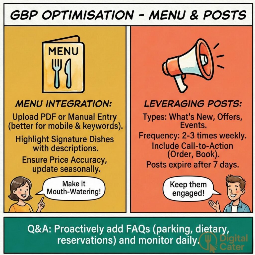 gbp optimisation menu and posts