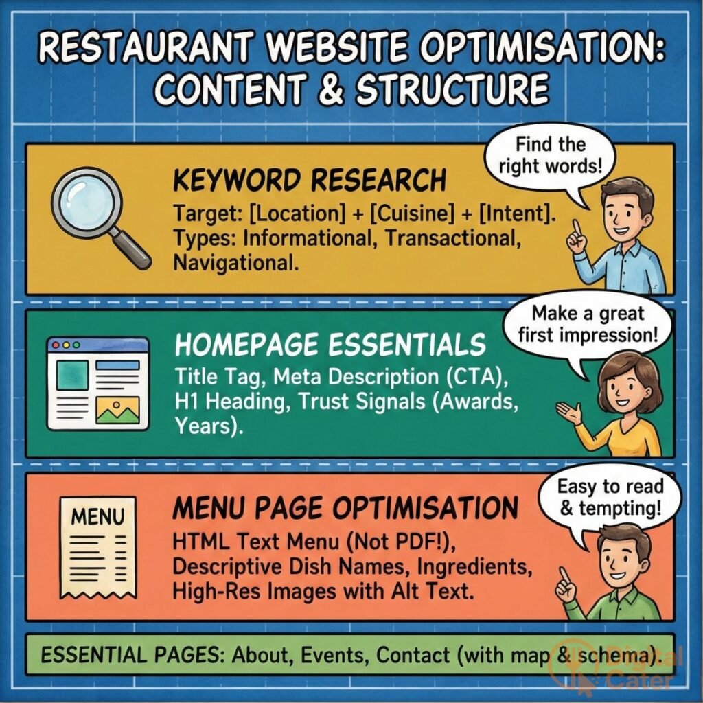 Restaurant website optimisation content structure