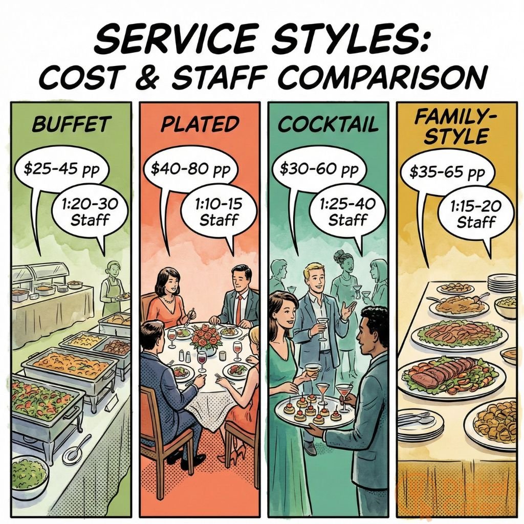 catering service styles cost staff comparision
