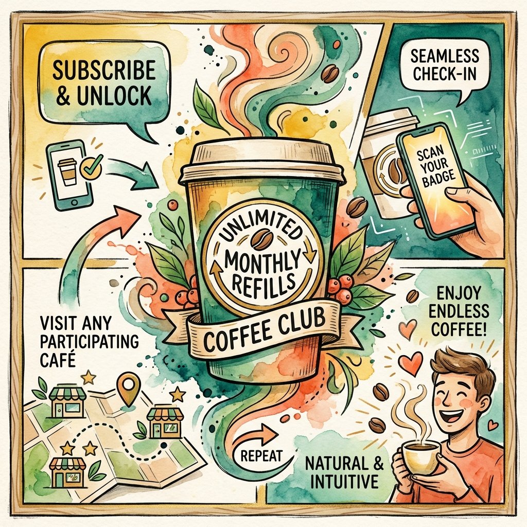 Subscription based restaurant loyalty model illustration