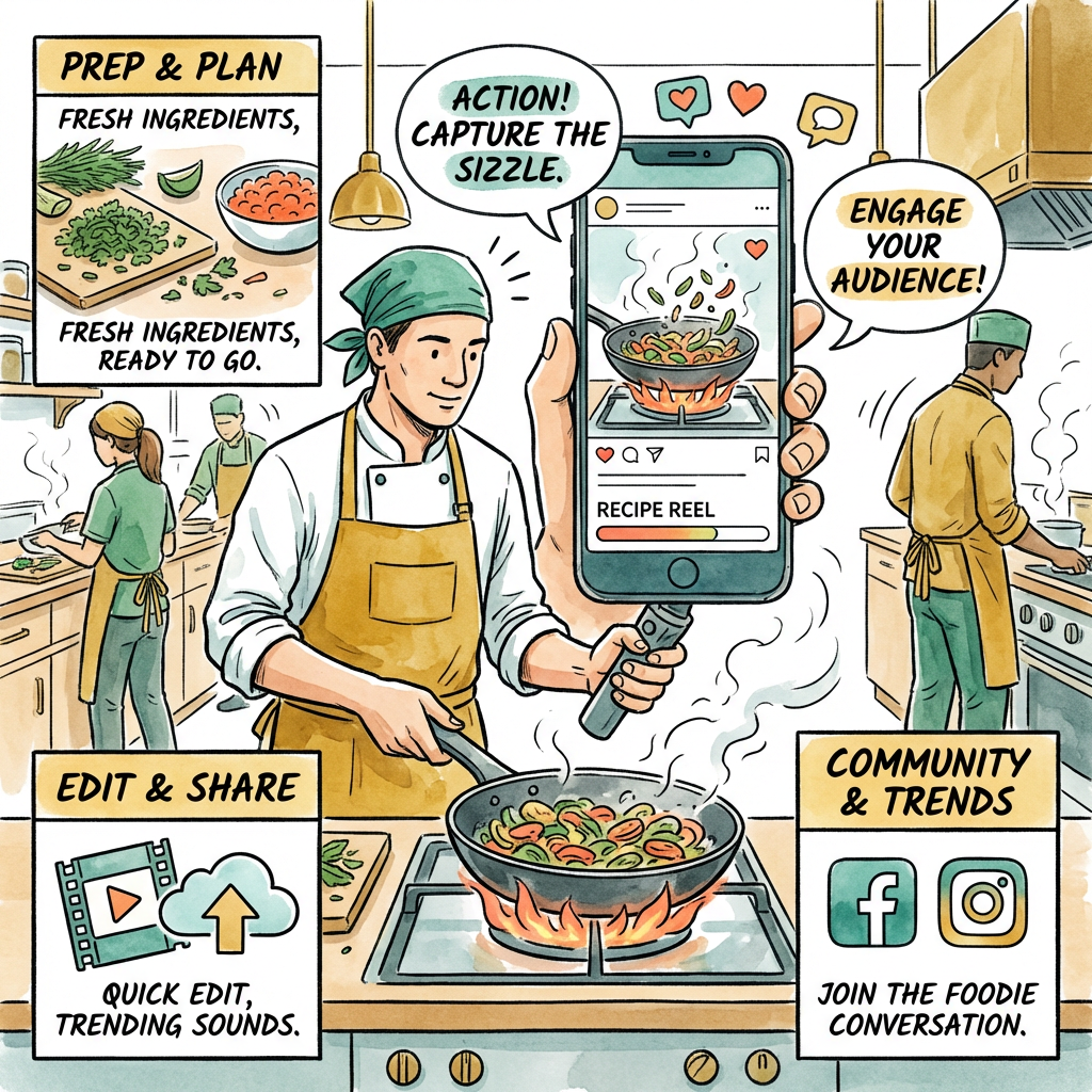 Chef creating short-form video content for social media