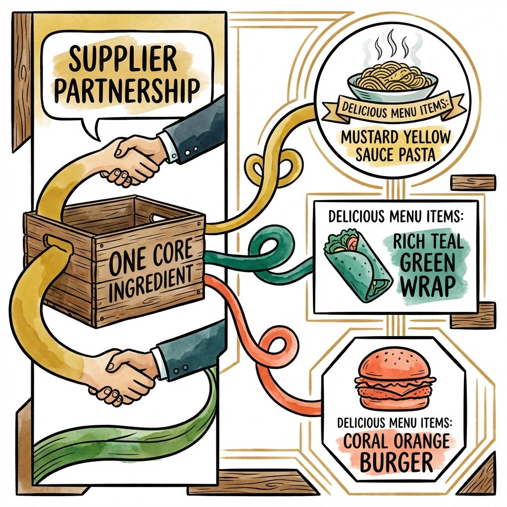 Cross-utilizing ingredients minimizes waste, while negotiating with suppliers immediately reduces purchasing costs.