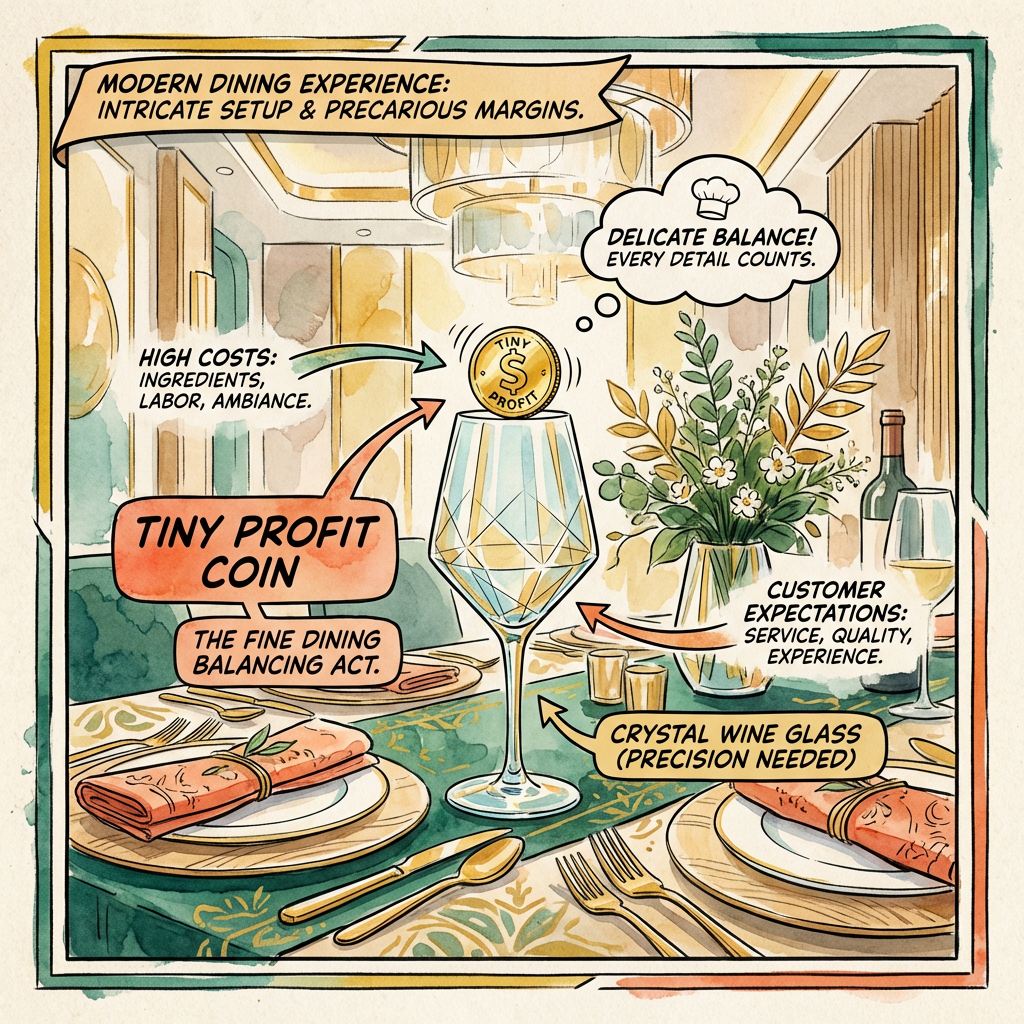 Graphic showing the fragile profit margins associated with fine dining operations.