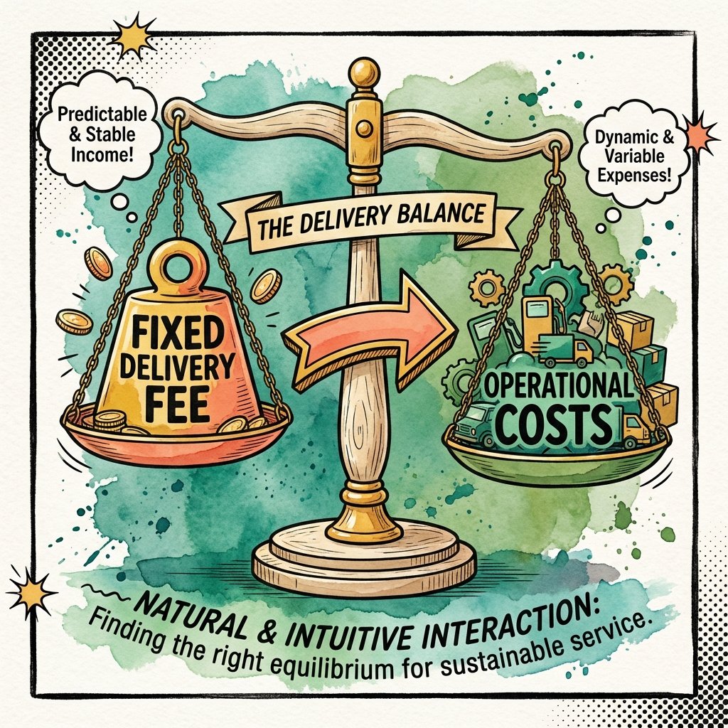 Scale balancing flat delivery fee and costs