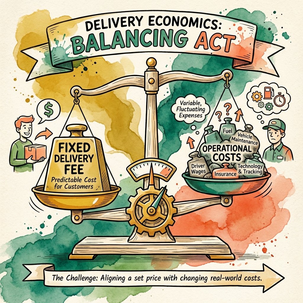 Scale balancing flat delivery fee and costs
