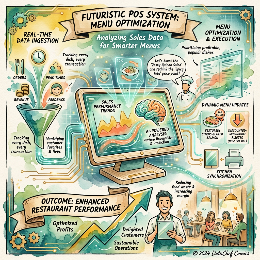 Infographic demonstrating how POS analytics optimize menu items