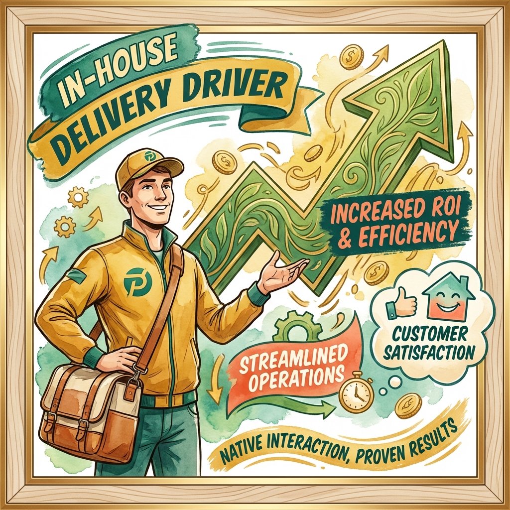 In house delivery driver with positive ROI arrow