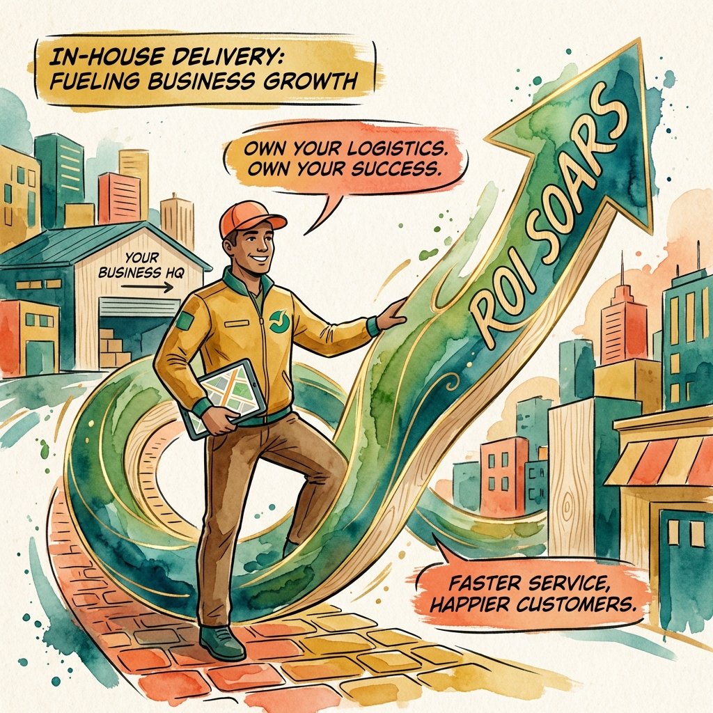 In house delivery driver with positive ROI arrow