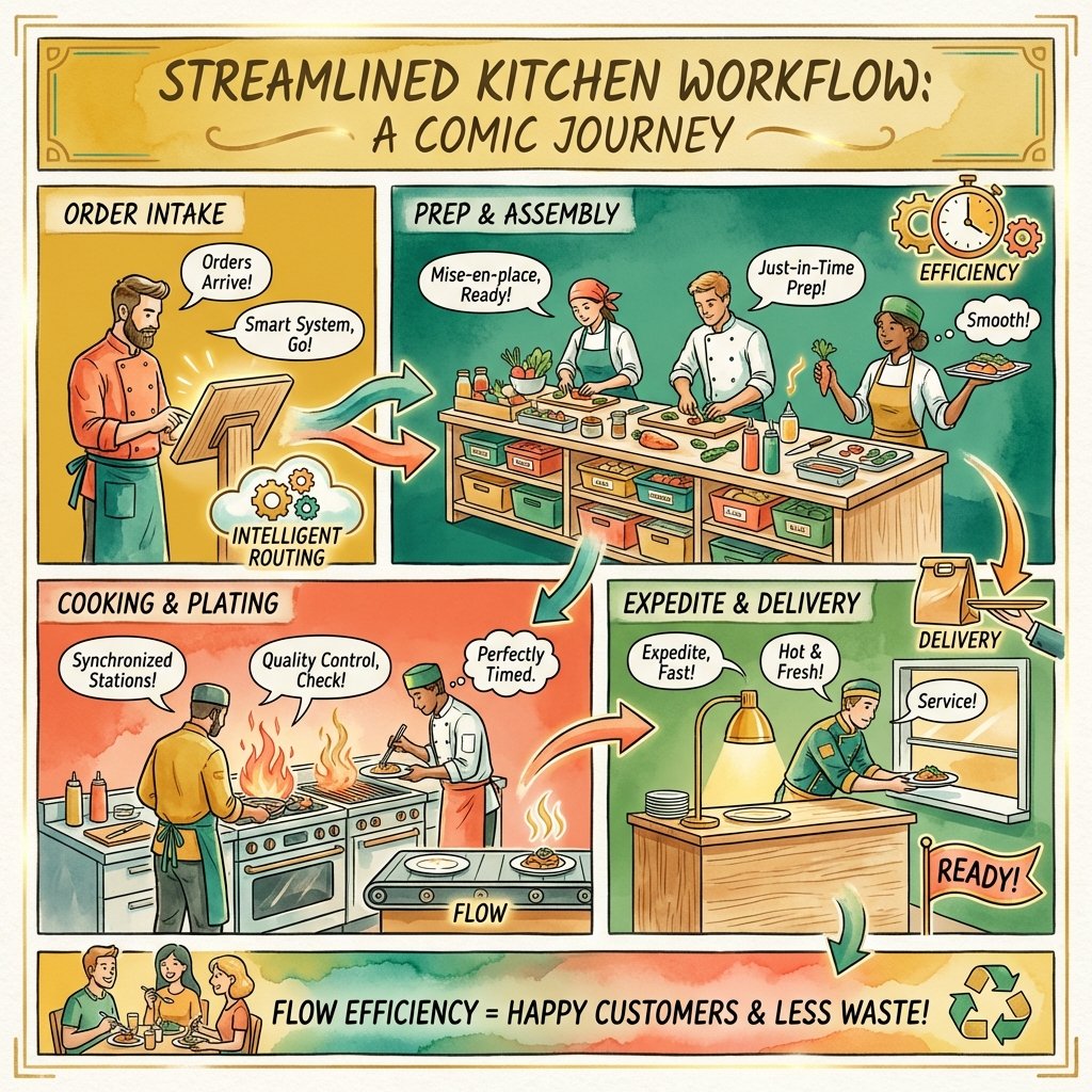 Streamlined restaurant kitchen workflow