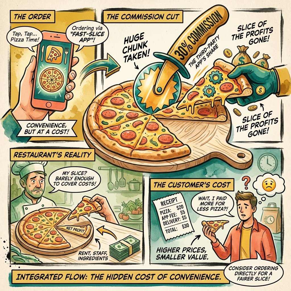Pizza slice showing third party app commissions
