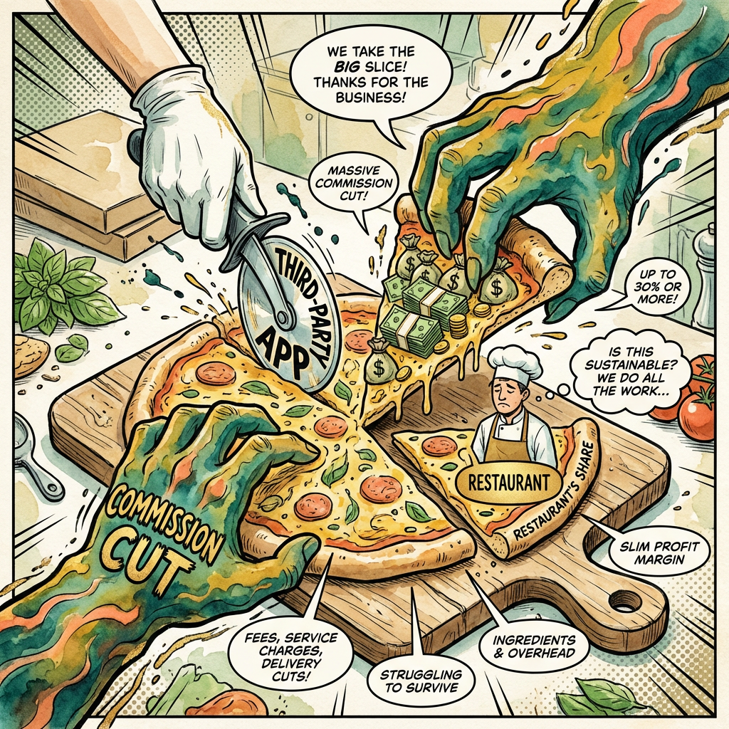 Pizza slice showing third party app commissions