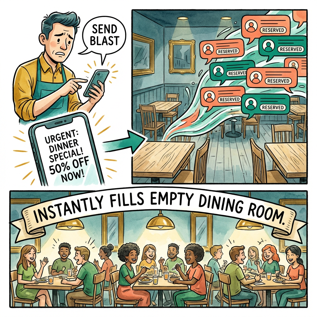 Sending VIP SMS campaigns to drive restaurant traffic during slow shifts